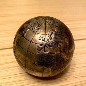 Vintage Silver Globe Sculpture or Paper Weight